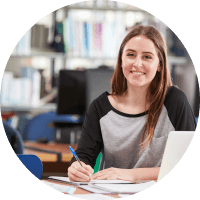 Woman studying for an exam